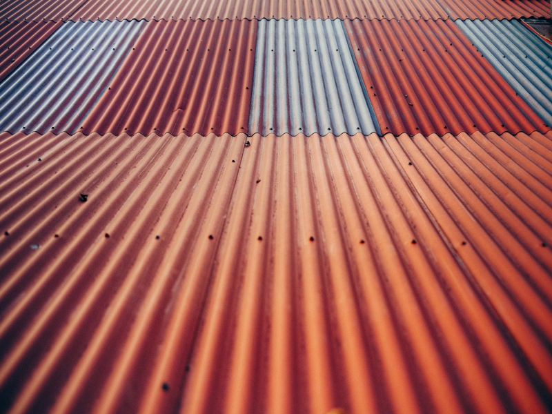 A close up of the roof of an industrial building