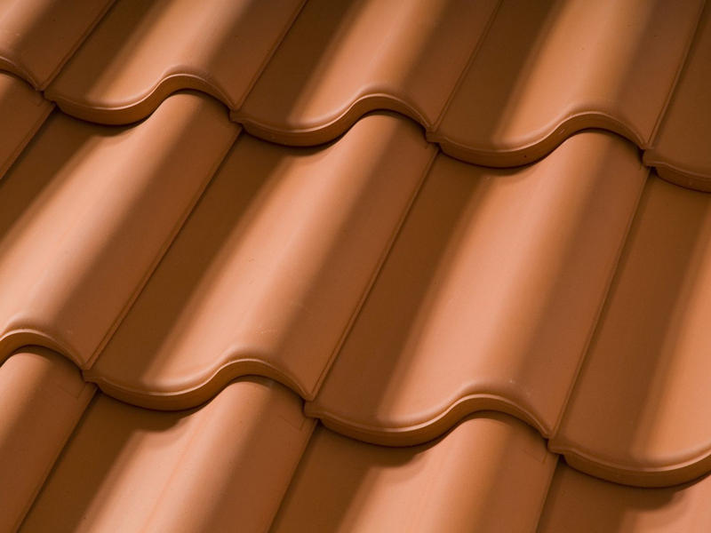 A close up of the roof tile pattern