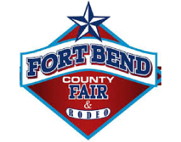 A red white and blue logo for the fort bend county fair.